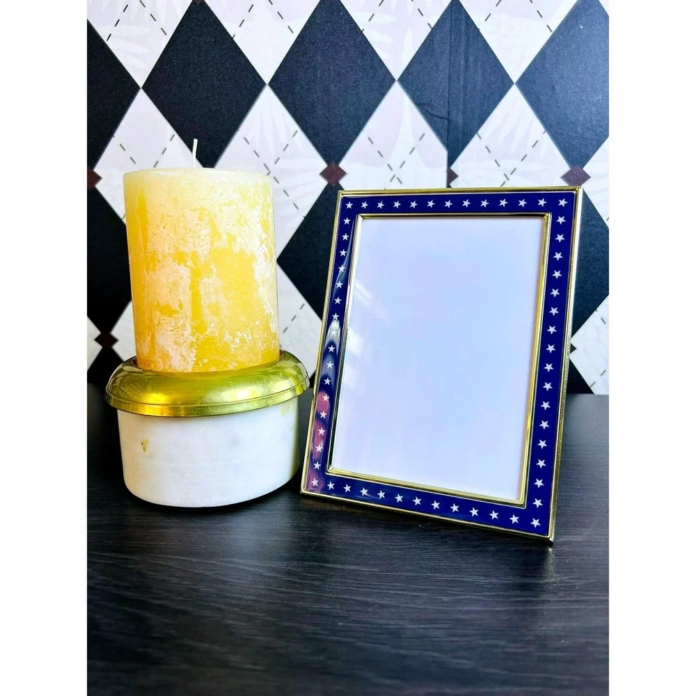 Blue Star Photo Frame Gold Trim Americana Picture Frame‎ 7x5 Inch